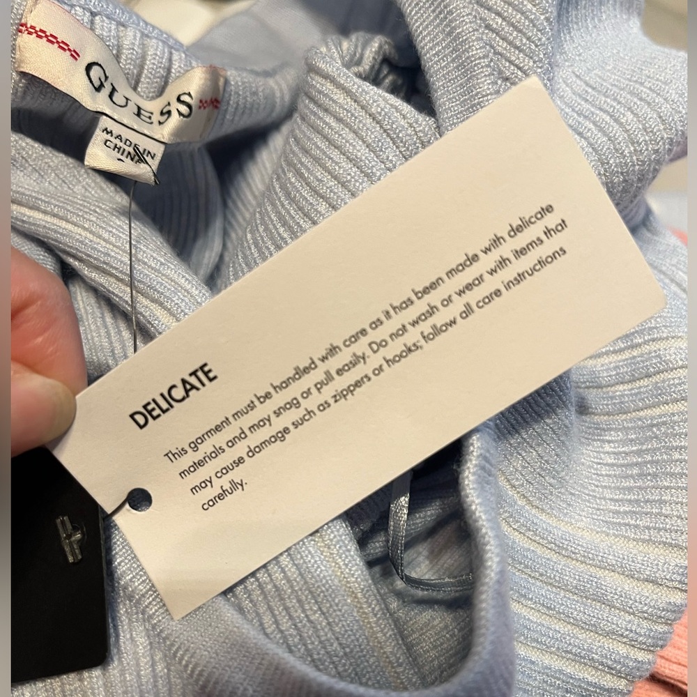 GUESS Light Blue Ribbed Knit Dress - Picture 5 of 6